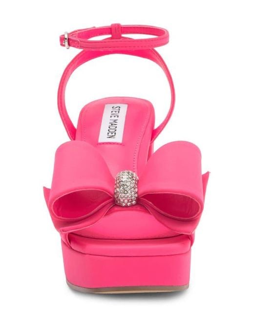 Steve Madden Aerin Bow Platform Sandal in Pink | Lyst