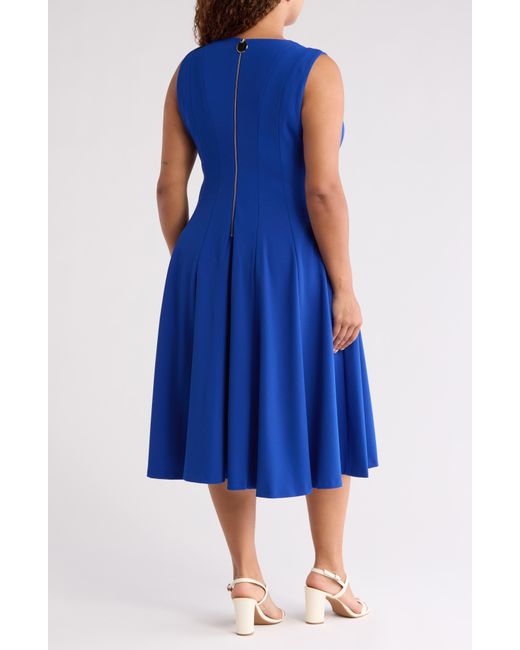 Calvin Klein Blue Sleeveless A-line Midi Dress