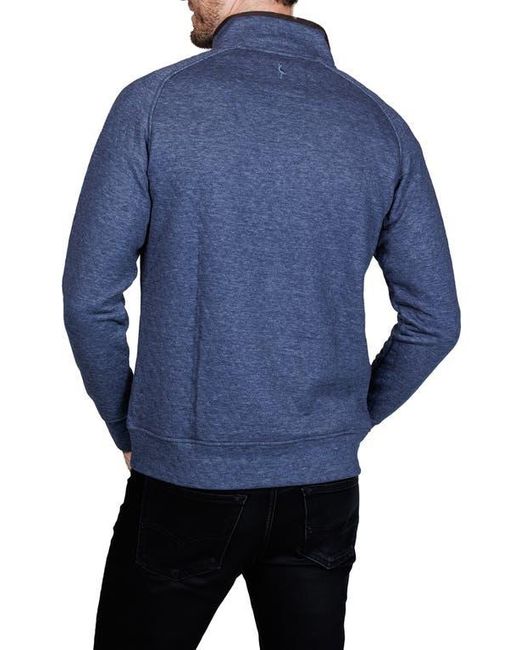 Tailorbyrd Blue Hidden Snap Front Quilted Pullover for men