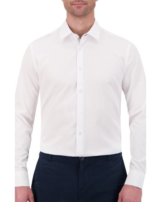 Report Collection White 4-way Stretch Dress Shirt for men