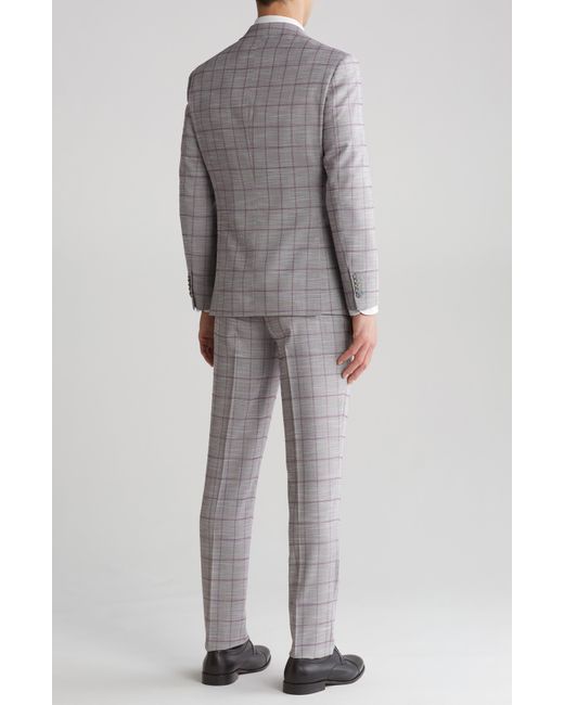 English Laundry Gray Plaid Trim Fit Two-piece Suit for men