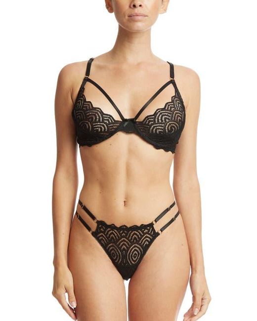 Hanky Panky Natural Strappy Lace & Mesh Thong