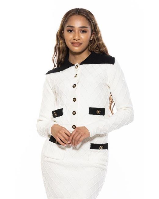 Alexia Admor White Pattern Cardigan