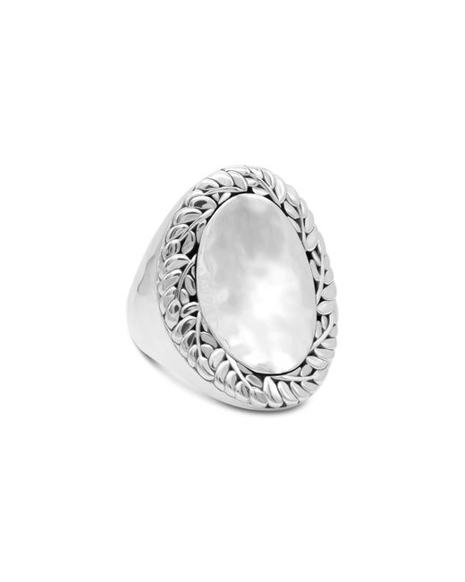 DEVATA Metallic Sterling Silver Bali Hammer Signet Ring