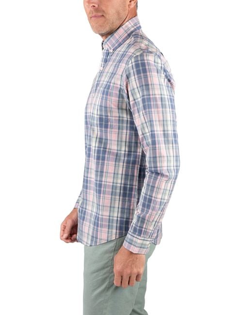 Tailor Vintage Blue Plaid Stretch Fit Shirt for men