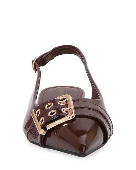 BERNESS Brown Buckle Slingback Pointed Toe Flat