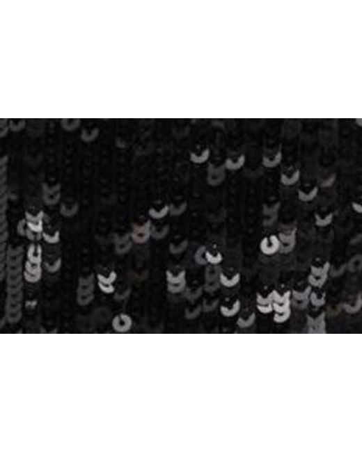 Alice + Olivia Black Treva Sequin Polo Minidress