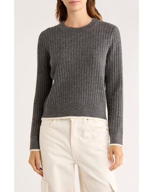 Elodie Bruno Gray Mini Cable Knit Crop Sweater