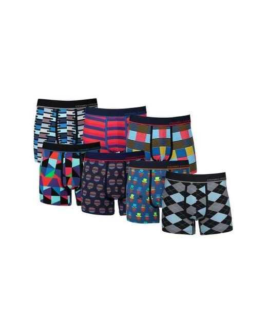 Unsimply Stitched Blue 7-Pack Assorted Stretch Cotton Trunks for men