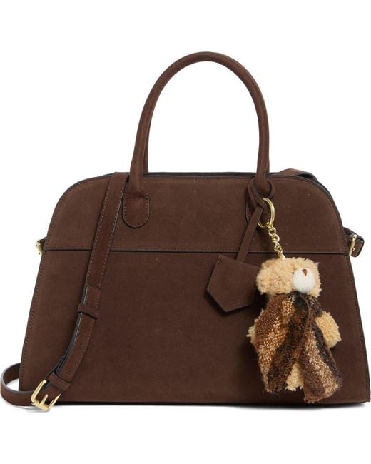BCBGMAXAZRIA Brown Suede Structured Satchel Bag