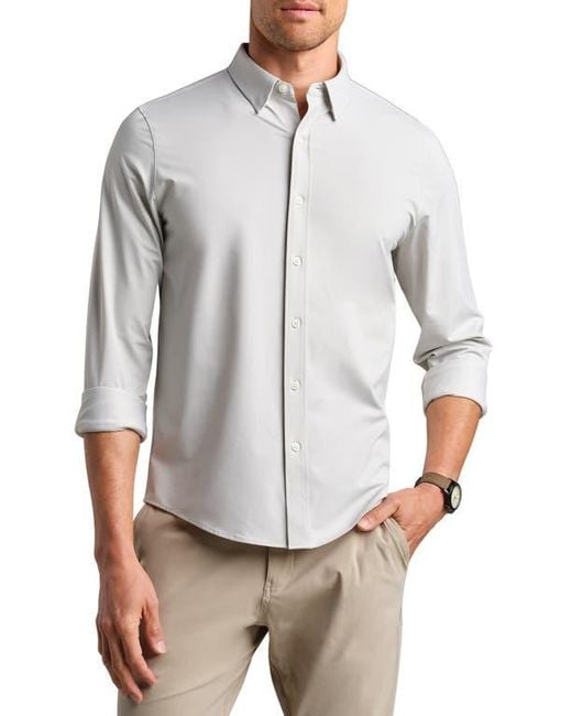 Rhone Gray Commuter Classic Fit Stretch Button-Up Shirt for men