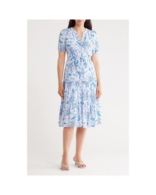 nanette lepore dress Blue Floral Midi in silhouette Nanette Lepore Sleeveless Dress