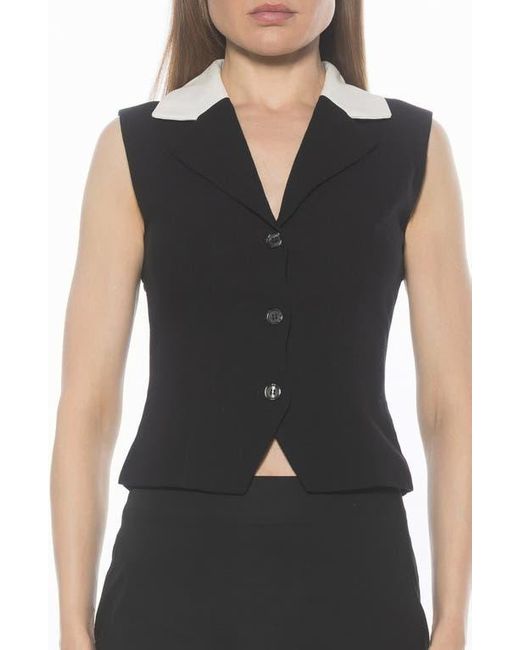 Alexia Admor Black Luisa Cotton & Linen Vest