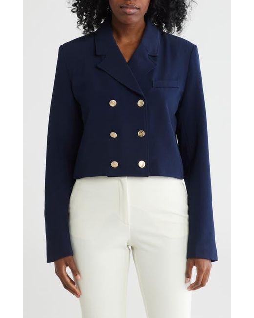 Steve Madden Blue Double Breasted Crop Blazer