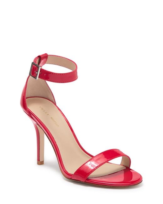 Pelle Moda Kacey Patent Ankle Strap Stiletto Sandal in Red - Lyst