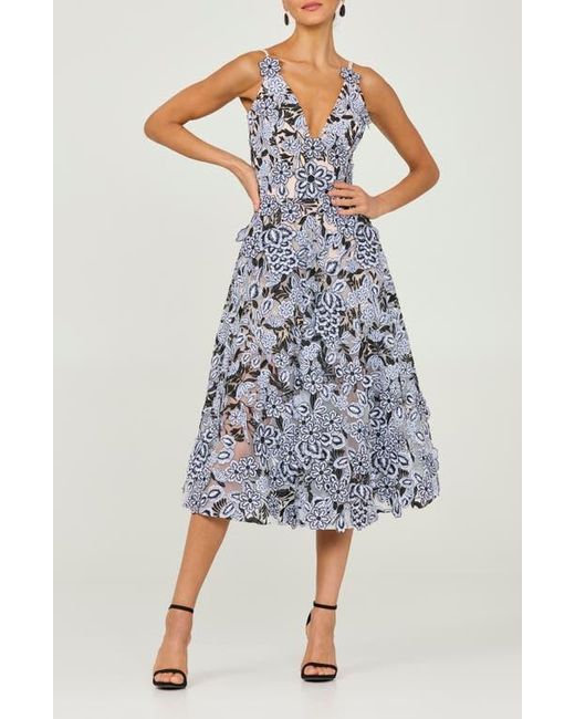 HELSI Mia Plunge Embroidered Midi Dress in Blue | Lyst