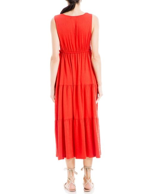 max studio v neck waist tie dress