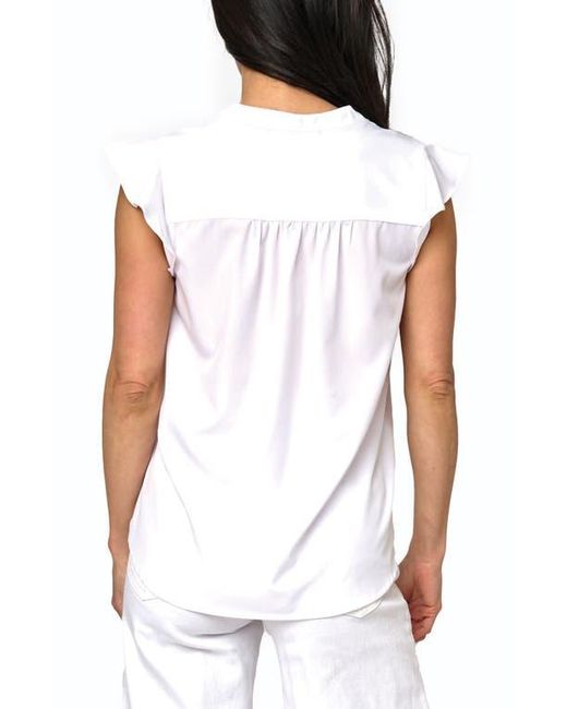 Gibsonlook White Flutter Sleeve Top