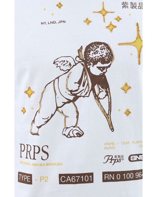 PRPS White Cherub Embellished Cotton Graphic Tee for men
