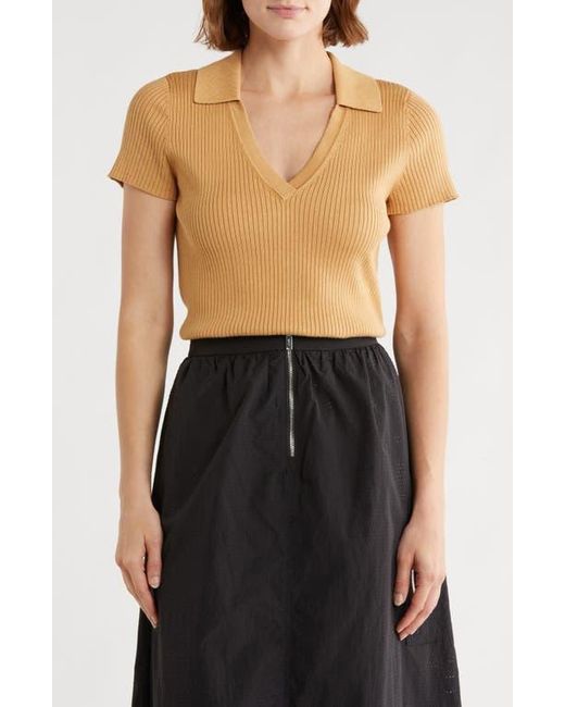 DKNY Black Short Sleeve Rib Polo Sweater