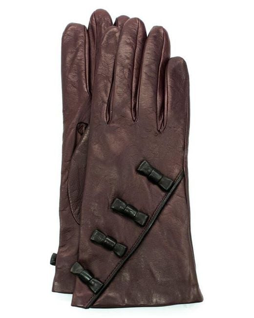 Portolano Brown Bow Leather Gloves