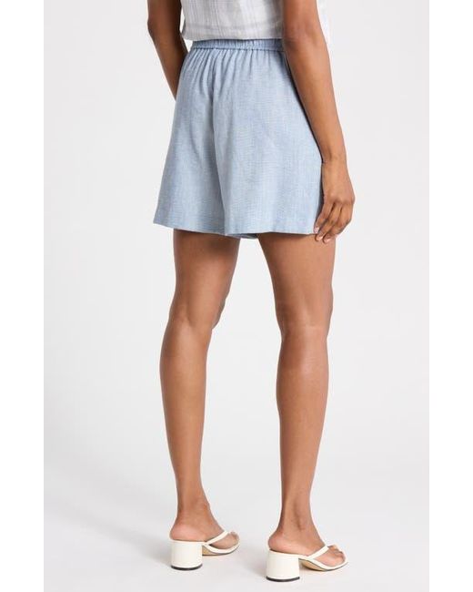 Theory Blue Linen Blend Drawstring Shorts