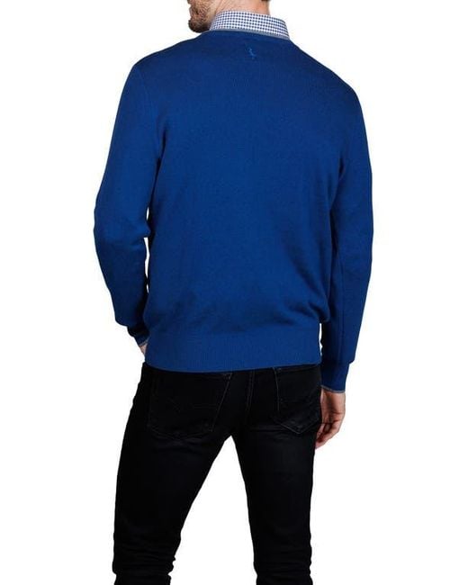 Tailorbyrd Blue Fine Knit Sweater for men