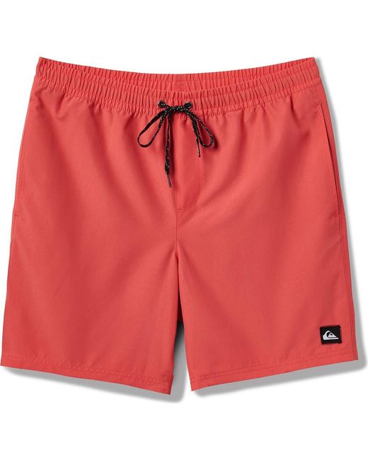 Quiksilver Red Everyday Solid Volley Swim Trunks for men