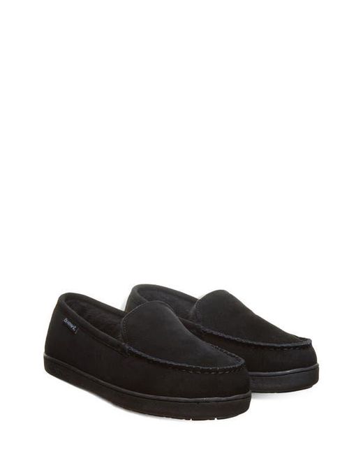 BEARPAW Black Brian Suede Faux Fur Wool Blend Lined Slipper for men
