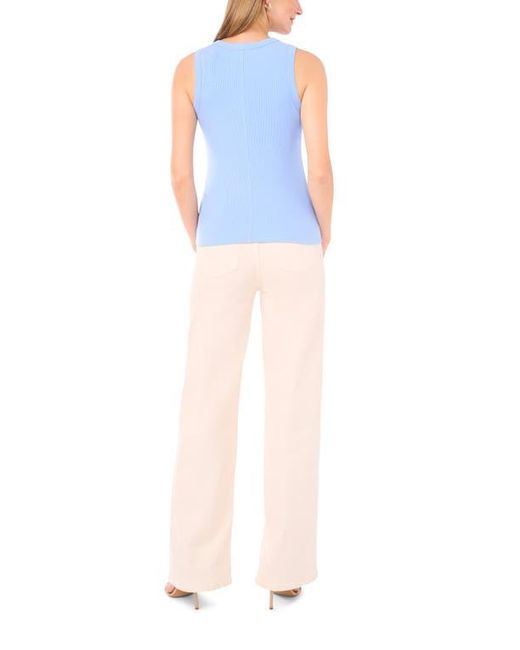 Halogen® Blue Fitted Ribbed Tank Top