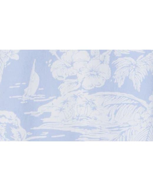 Brooks Brothers Blue Regular Tropical Print Short Sleeve Cotton Button-Down Shirt for men