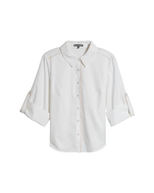 Wit & Wisdom White Roll Tab Button-Up Shirt