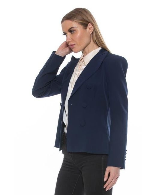 Alexia Admor Blue Lianne Classic Double Breasted Button Front Closure