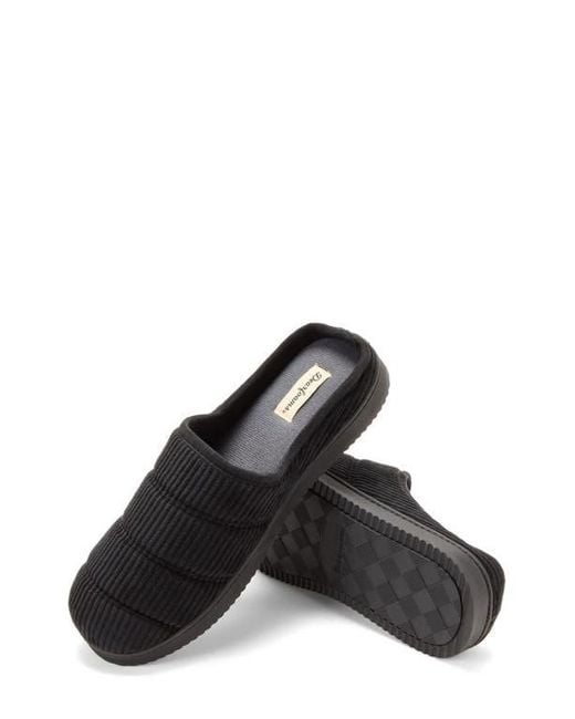 Dearfoams Black Declan Quilted Slipper for men