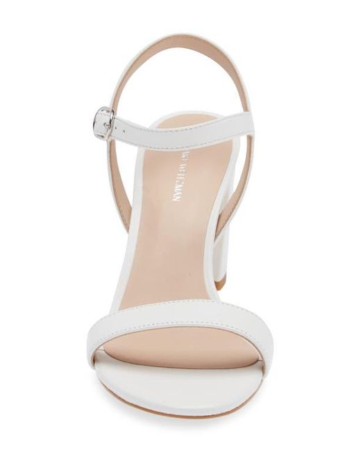 Stuart Weitzman White Dancer 75 Block Heel Sandal
