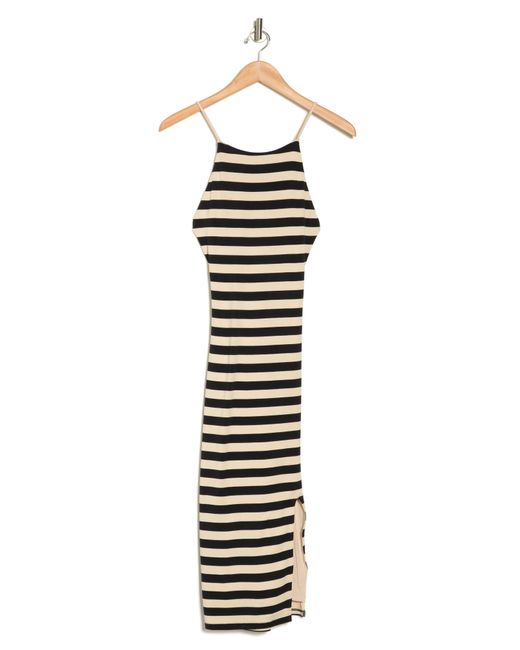 Rachel Parcell Black Stripe Side Slit Knit Midi Dress
