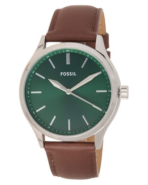 Fossil Green Fenmore Three-Hand Quartz Leather Strap Watch, 44Mm for men