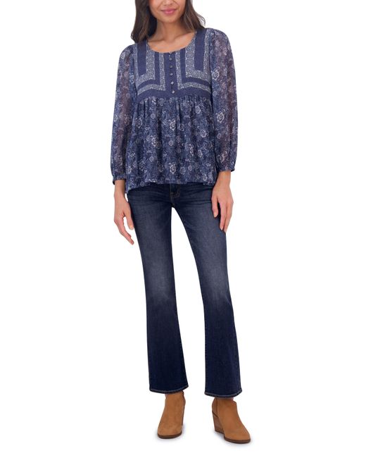 Lucky Brand Blue Floral Tunic