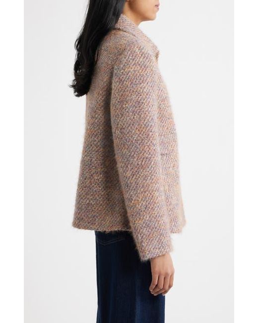 Cece Blue Sequin Tweed Swing Jacket