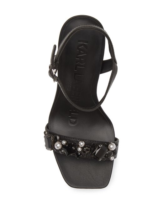 Karl Lagerfeld Black Jala Jewel Platform Sandal