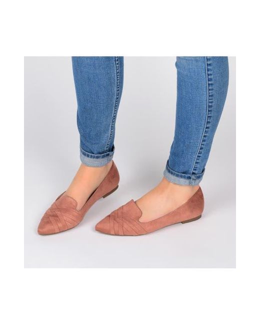 Journee Collection Pink Mindee Crisscross Toe Flat