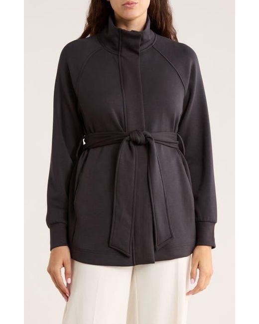 Tahari Black Raglan Sleeve Tie Belt Jacket