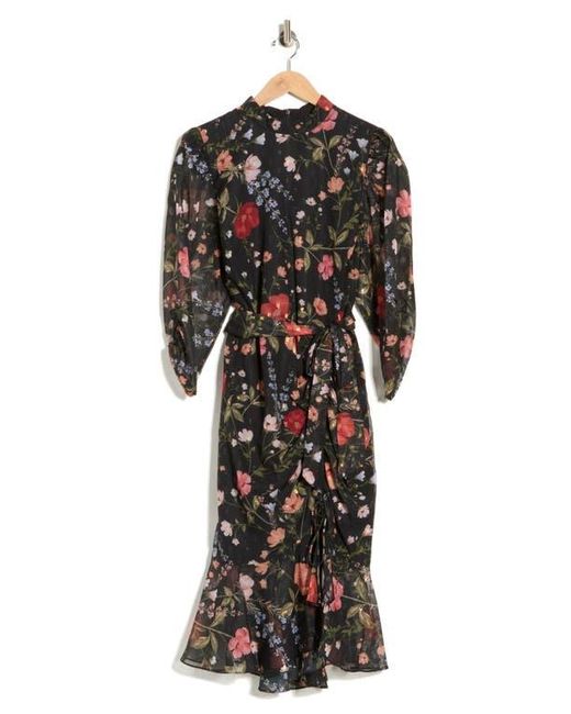 eliza j floral ruched dress Eliza J Nordstrom Floral Ruche Shirred Stretch Sheath Dress 2 Petite