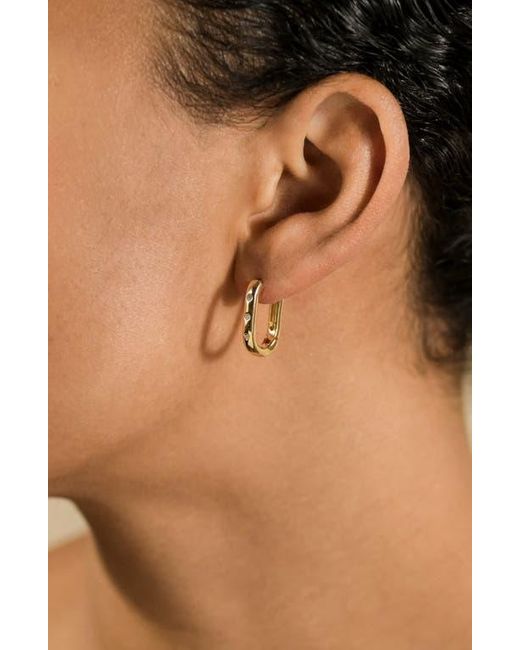 Sterling Forever Metallic Casey Cubic Zirconia Rectangular Hoop Earrings