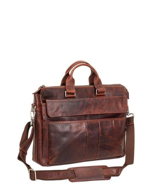 Mancini Brown Leather Briefcase for men