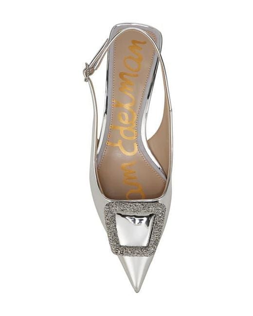 Sam Edelman White Kammie Slingback Pointed Toe Kitten Heel Pump