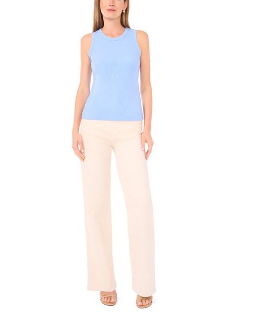Halogen® Blue Fitted Ribbed Tank Top