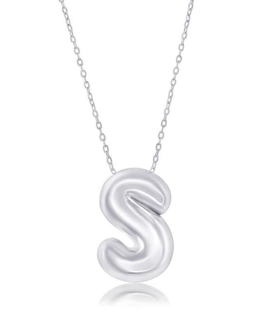 Simona White Bubble Initial Pendant Necklace
