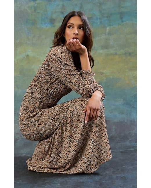 The Good Journey Natural Smocked Long Sleeve Maxi Dress