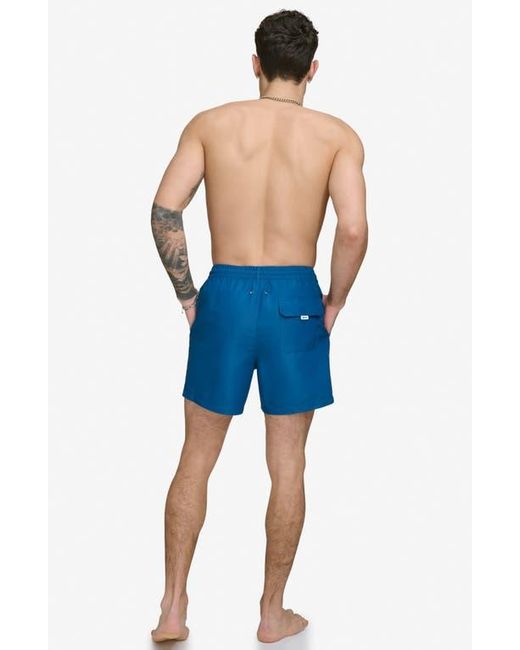DKNY Blue Core Solid Swim Trunks for men